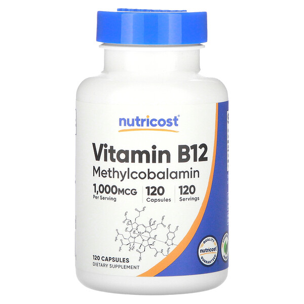 Витамин B12, 1000 мкг, 120 капсул - Nutricost Nutricost