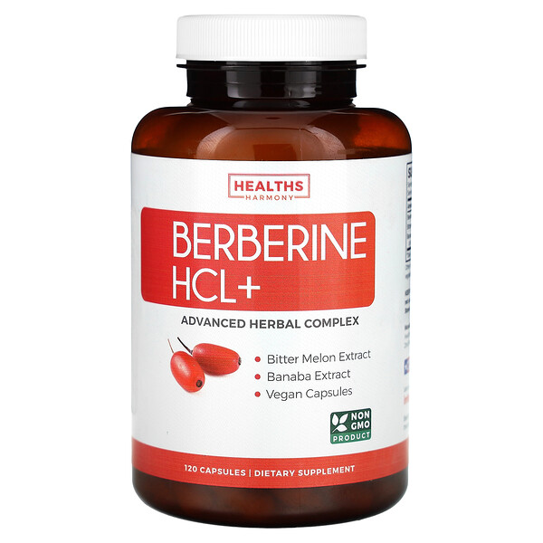 Берберин HCl+, 120 капсул Healths Harmony