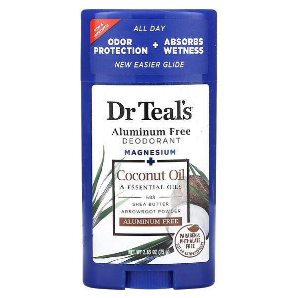 Дезодорант без алюминия, кокосовое масло, 2,65 унции (75 г) Dr. Teal's