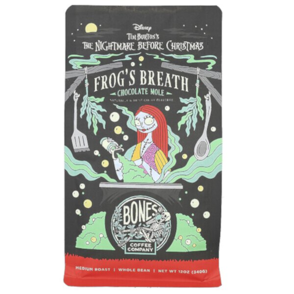 Frog's Breath, Шоколадный моль, цельные бобы, средней обжарки, 12 унций (340 г) Bones Coffee Company