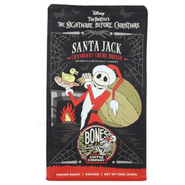 Santa Jack, Клюквенный крем-брюле, молотый, средней обжарки, 12 унций (340 г) Bones Coffee Company