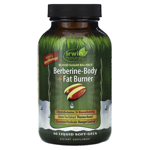 Berberine-Body + Fat Burner , 56 Liquid Soft-Gels Irwin Naturals