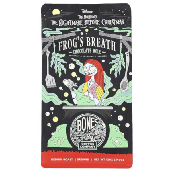 Frog's Breath, Шоколадный моль, молотый, средней обжарки, 12 унций (340 г) Bones Coffee Company