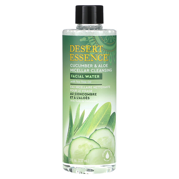 Micellar Cleansing Facial Water, Cucumber & Aloe, 8 fl oz (237 ml) Desert Essence