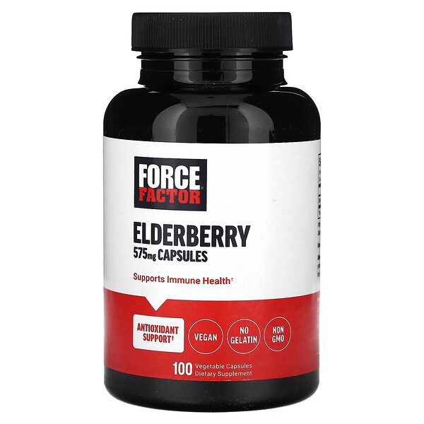 Elderberry , 575 mg, 100 Vegetable Capsules (Растительные капсулы) (287.5 mg per Capsule) Force Factor