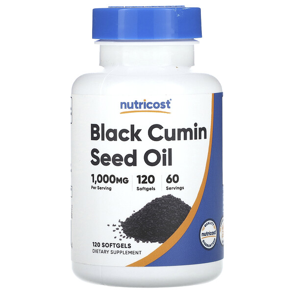 Black Cumin Seed Oil, 1,000 mg, 120 Softgels (500 mg per Softgel) Nutricost