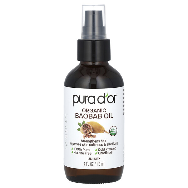 Organic Baobab Oil, 4 fl oz (118 ml) PURA D'OR