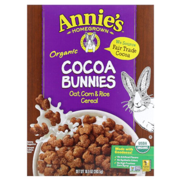 Organic Cocoa Bunnies, Oat, Corn & Rice Cereal, 10 oz (283.5 g) Annie's