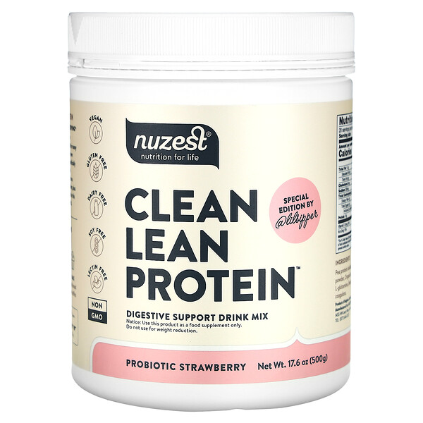Clean Lean Protein, Пробиотическая клубника, 17,6 унций (500 г) Nuzest