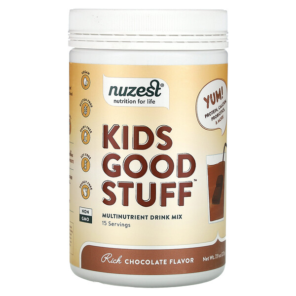 Kids Good Stuff, Мультинутриентная смесь для напитков, насыщенный шоколад, 7,9 унции (225 г) Nuzest