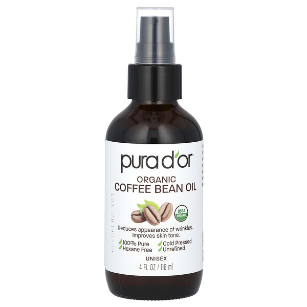 Органическое масло кофейных зерен, 4 жидких унции (118 мл) PURA D'OR