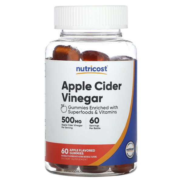 Apple Cider Vinegar Gummies (Жевательные конфеты), Apple, 500 mg, 60 Gummies Nutricost