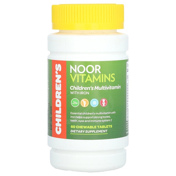 Детские мультивитамины с железом, 60 жевательных таблеток Noor Vitamins