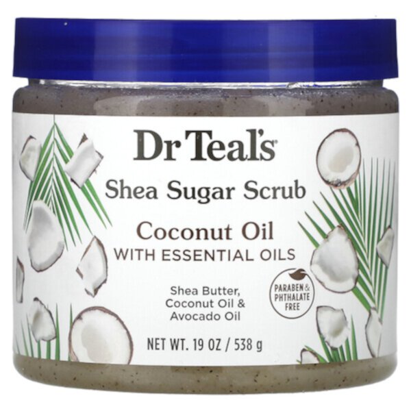 Скраб с сахаром ши, кокосовое масло с эфирными маслами, 19 унций (538 г) Dr. Teals