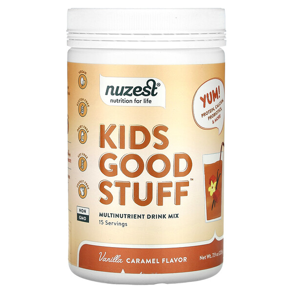 Kids Good Stuff, Мультипитательная смесь для напитков, ваниль и карамель, 7,9 унции (225 г) Nuzest