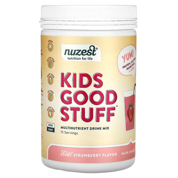 Kids Good Stuff, Мультипитательная смесь для напитков, лесная клубника, 7,9 унции (225 г) Nuzest