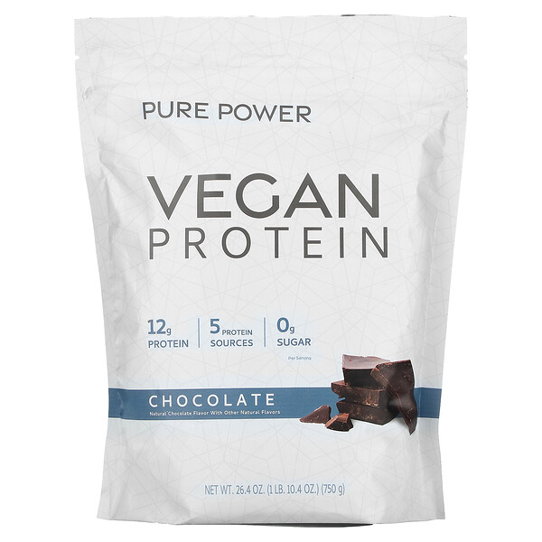 Pure Power, Веганский протеин, шоколад, 1 фунт 10,4 унции (750 г) Dr. Mercola