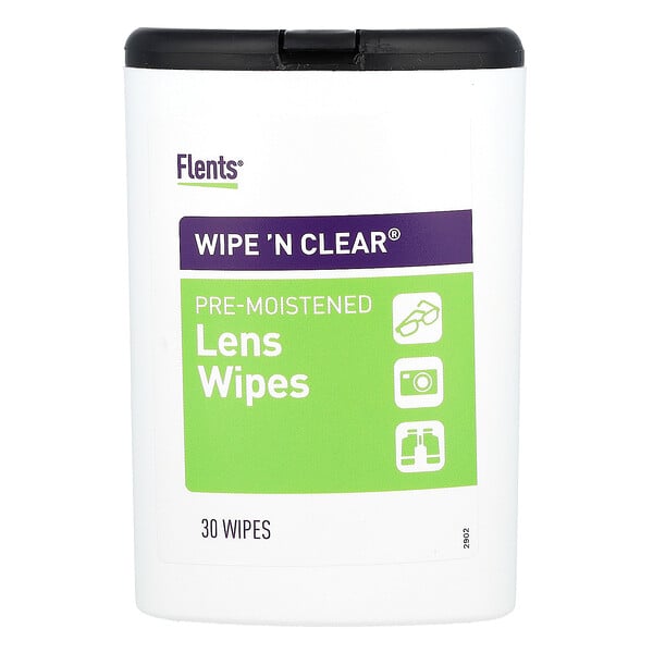 Wipe 'N Clear, салфетки для линз, 30 салфеток Flents