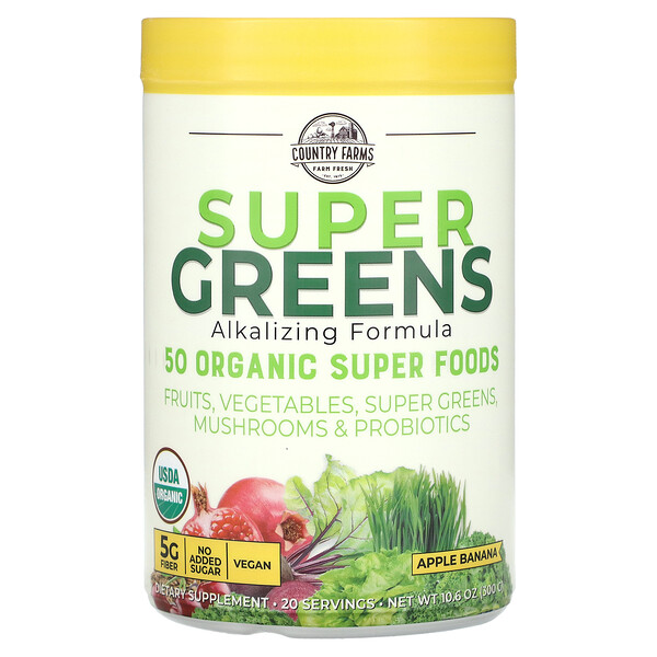 Super Greens, Яблоко Банан - 300 г - Country Farms Country Farms