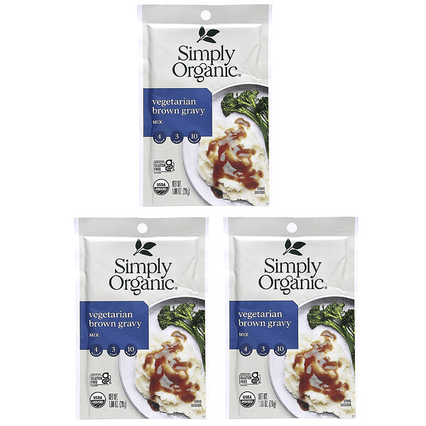 Vegetarian Brown Gravy Mix , 3 Pack, 1 oz (28 g) Each Simply Organic
