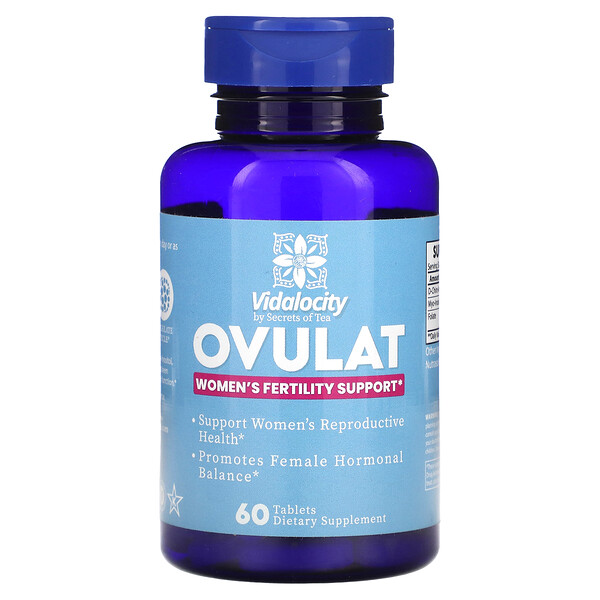 Vidalocity, Ovulat, поддержка женской фертильности, 60 таблеток Secrets Of Tea