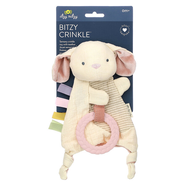 Bitzy Crinkle, Сенсорная игрушка-мятинка с прорезывателем, от 0 месяцев, кролик, 1 шт. Itzy Ritzy