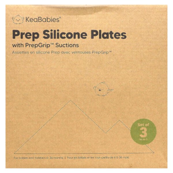 Силиконовые пластины Prep с присосками PrepGrip, 6–36 месяцев, Valiant, 3 шт. в упаковке KeaBabies