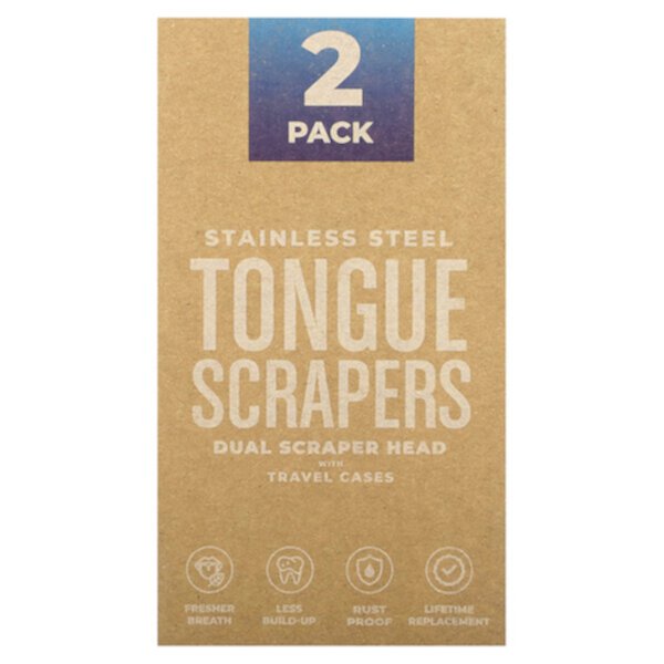 Stainless Steel Tongue Scrapers , 2 Pack BasicConcepts