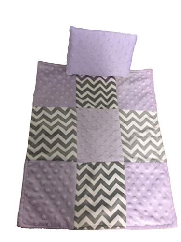 Комплект одеяла и подушек для куклы Cuddly Minky Chevron Patch, розовый Baby doll