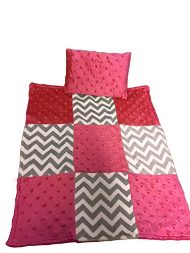 Комплект одеяла и подушек для куклы Cuddly Minky Chevron Patch, розовый Baby doll