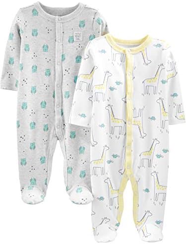 Simple Joys by Carter's Baby Neutral, 2 упаковки на хлопковой основе для сна и игр, серая сова/белый жираф, 3–6 месяцев Carter's