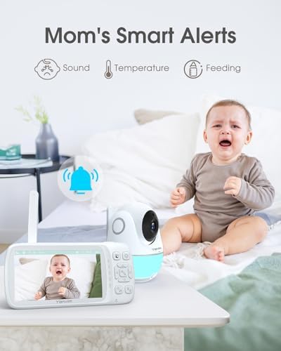 5.3“ 1080P Baby Monitor No WiFi, Video Baby Monitor with Camera and Audio, 2K Camera,1500ft Long Range Video Recording and Playback, 7000mAh Battery, Night Light, MP3, Story Book, 2-Way Talk Yonvim