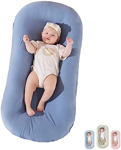 Детский шезлонг Saanerueen для новорожденных, подушка для шезлонга для новорожденных в возрасте 0–24 месяцев, дышащий шезлонг из мягкого органического хлопка для младенцев (розовый) Saanerueen