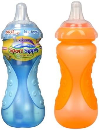 Пластиковая спортивная чашка-непроливайка Nuby, 10 унций (синий и оранжевый) NUBY