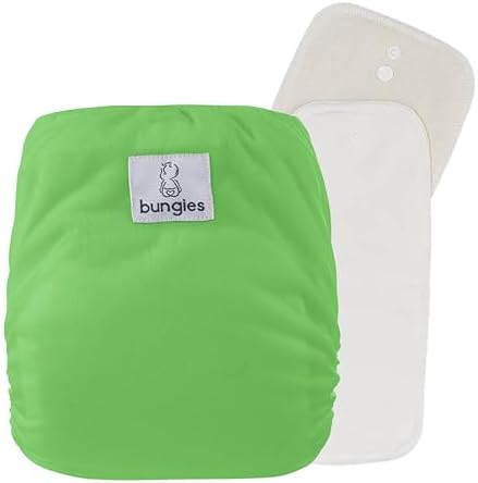 Bungies Reusable One Size Cloth Diaper with Double Gussets and Hemp & Bamboo Inserts Washable Adjustable Pocket Diapers for Babies & Toddlers Bungies Diapers