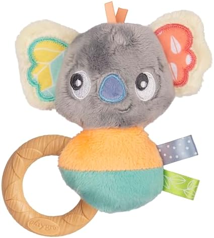 Кольцевая погремушка Playgro Fauna Friends Koala — мягкие детские игрушки-погремушки для сенсорного хватания, комфорта при прорезывании зубов и австралийских приключений — увлекательные детские погремушки с мягкими игрушками для новорожденных Playgro