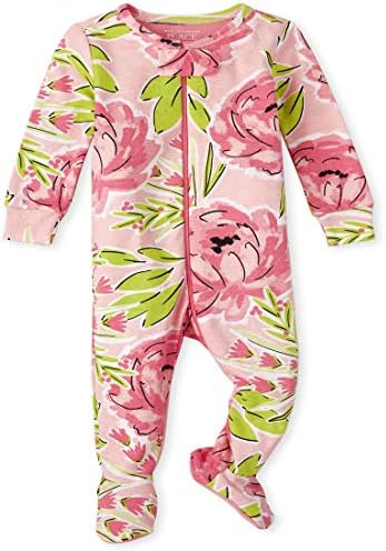 Детская облегающая хлопковая цельная пижама с цветочным принтом для маленьких девочек и маленьких девочек The Children's Place