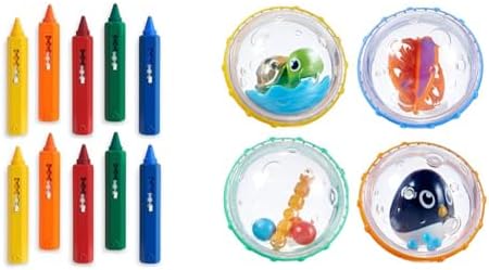 Munchkin® Draw™ Bath Crayons Toddler Bath Toy, 10 Pack & ® Float & Play Bubbles™ Baby and Toddler Bath Toy, 4 Count Munchkin