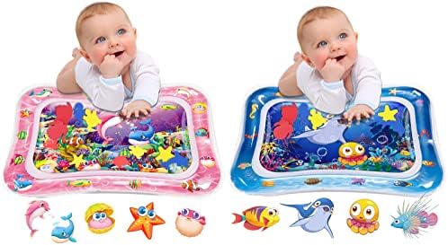 Коврик для воды Infinno Tummy Time для младенцев, детские игрушки для девочек и мальчиков 3, 6, 9 месяцев, сенсорное развитие, в стиле розового дельфина и желтого осьминога Infinno