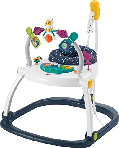 Детский шезлонг Fisher-Price Spacesaver Jumperoo, игровой центр со световыми звуками и складной рамой, Astro Kitty FISHER-PRICE BABY