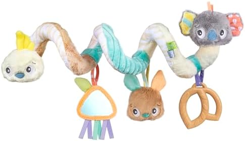 Playgro Fauna Friends Twirly Whirly Spiral Activity Toy — интерактивная игрушка-коляска для малышей — с очаровательными персонажами дерзкого, коалы и кенгуру — игрушки для автокресел для сенсорных исследований и развлечений Playgro