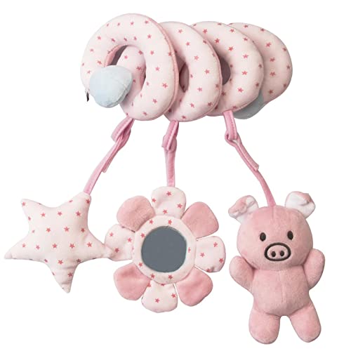 Подвесные игрушки для детской коляски, развивающие спиральные плюшевые игрушки для детской кроватки, игрушки для автокресла (розовые) Pissente