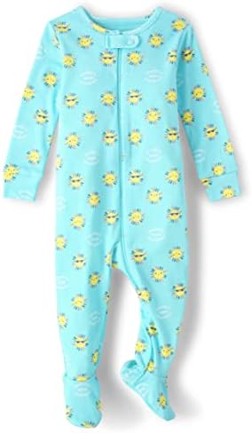 Цельная пижама на ножке из 100 % хлопка с длинными рукавами и молнией спереди для маленьких девочек и малышей The Children's Place The Children's Place