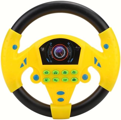 Jauarta Simulated Driving Controller, Baby Steering Wheel Toy, 21 x 3.5 x 21cm Co-Driver Simulated Steering Wheel Educational Music Toy for Children Kids 4 5 6 Years Old (Yellow) (B) Jauarta