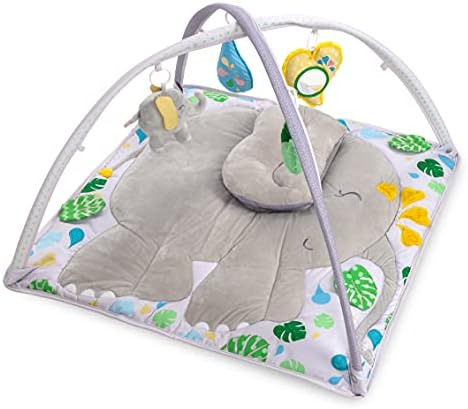 Milliard Baby Gym & Activity Playmat, мультисенсорный образовательный напольный коврик для ребенка-слона для развития и развития крупной моторики с увлекательными игрушками и съемной подушкой для отдыха на животике, 30x30 дюймов Milliard