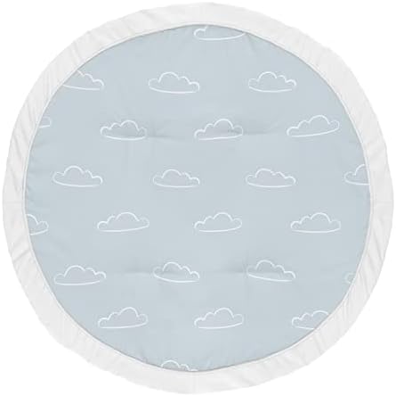 Sweet Jojo Designs Blue Clouds Boy Baby Playmat Tummy Time Детский игровой коврик - шифер и белое облачное небо для коллекции Vintage Airplane Aviator Aviation Sweet Jojo Designs