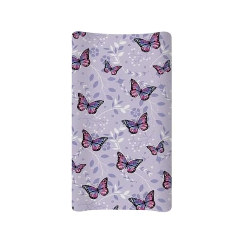 Zanxiantu Butterfly Purple Changing Pad Cover Baby Girl Boy Diaper Change Table Covers Soft Stretchy Safe Changing Mat Sheet Cover Cute Zanxiantu