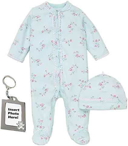 Little Me Footie Pajamas Cotton Baby Sleepwear Boys and Girls Footed Sleeper with Photo Keychain Little Me