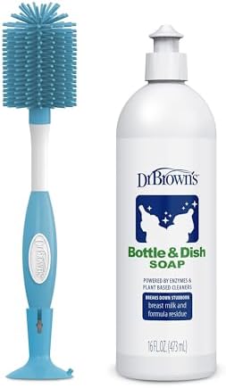 Многоразовая мягкая щетка для чистки детских бутылочек Dr. Brown's, синяя, 1 упаковка, мыло для мытья посуды без запаха, 16 унций Dr. Brown's