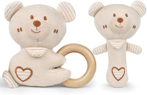 ACCKUO Набор плюшевых игрушек-погремушек для малышей, плюшевая игрушка-шейкер-погремушка для младенцев-медведей, 2 шт. ACCKUO